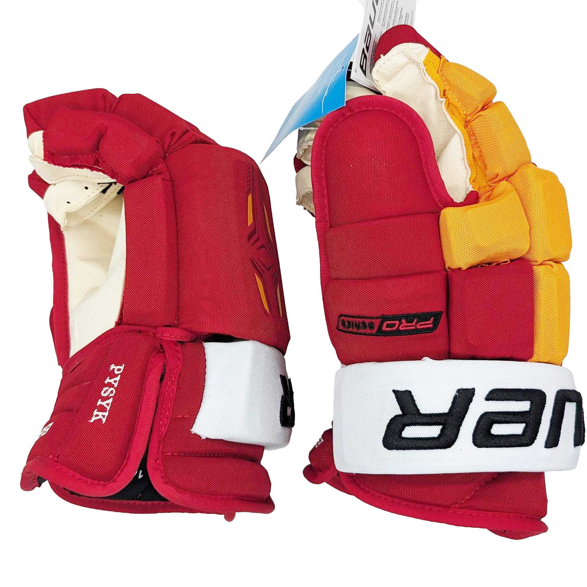 Bauer Pro Series - Gant NHL Pro Stock - Flames de Calgary (rouge/jaune/blanc)